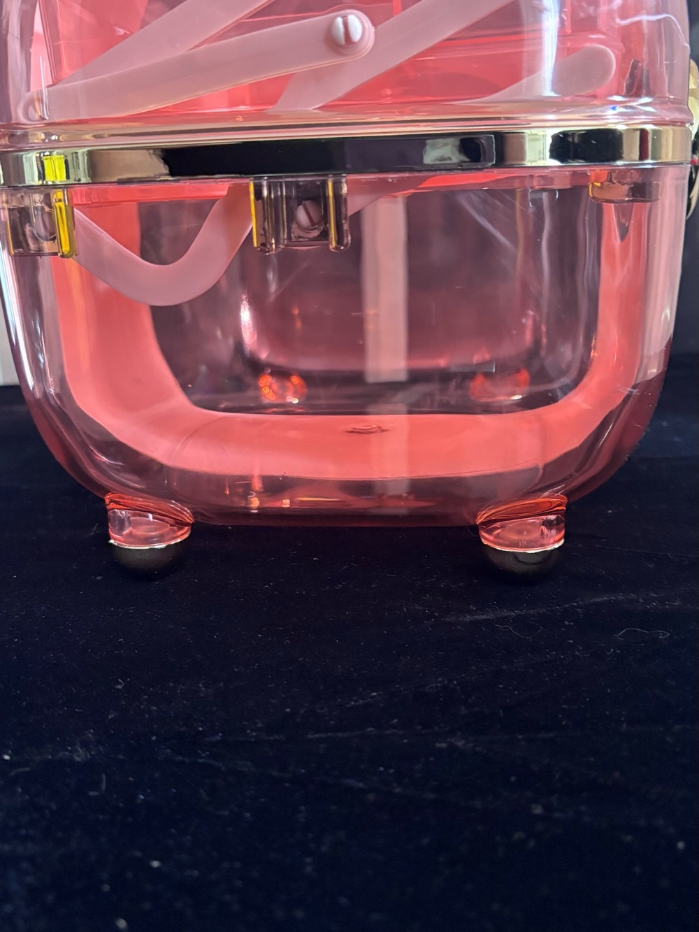 Oasis Pink Translucent Two-Tier Beauty Case with Gold Accent Makeup Organizer